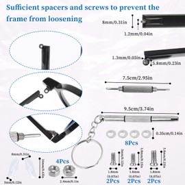 Glasses Repair Arm Legs Glasses Legs Replacement TR90 Eyeglass Arm Replacement Eyeglasses Repair Legs 8mm Sunglasses Arm Glasses Temple Eyewear Frame Temple Accessory (Single Teeth)