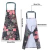 LECTNORE Chefs Kitchen Aprons, Floral Aprons for Women Adjustable Apron