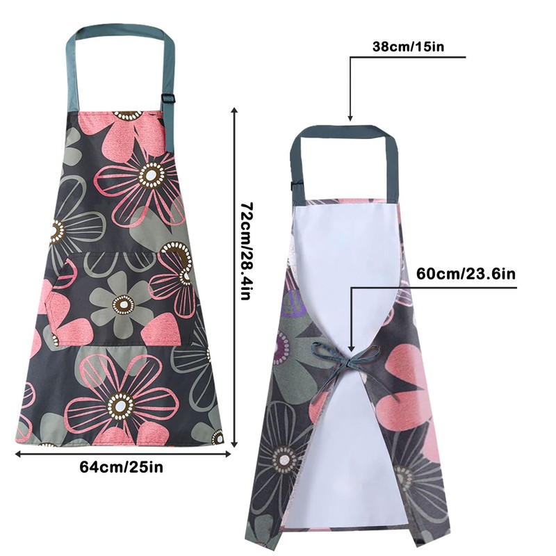LECTNORE Chefs Kitchen Aprons, Floral Aprons for Women Adjustable Apron