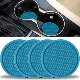 SINGARO Car Cup Coaster, 4PCS Universal Non-Slip Cup Holders Embedded in Ornaments Coaster, Car Interior Accessories, Light Blue