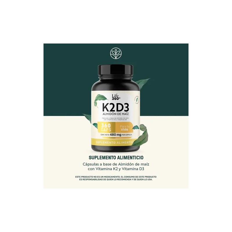 Vitamina D3 K2 360 Cápsulas Vitamina D3 y Vitamina K2