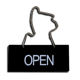 Seagron Open Close Sign Open Close Tag Plate Acrylic (9 x 4 Inches - Black-A)