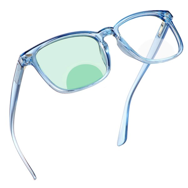 anteojos de lectura bifocales con lentes transparentes, bisagra de primavera, anteojos de bloqueo de luz azul para mujeres/hombres, reducir la fatiga ocular