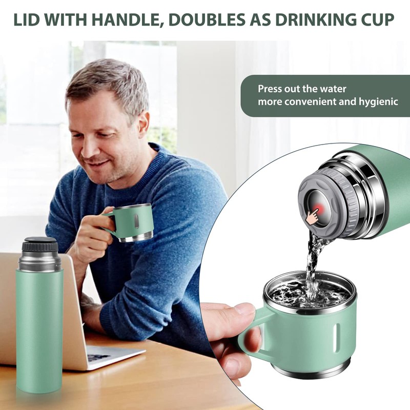 Thermos Flask, Stainless Steel Drinking Bottle, Keeps Hot and Cold