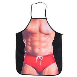 QANYEGN 3D Waterproof Funny Apron, Sexy Man and Woman Cooking Aprons, Funny Aprons for Men, Polyester Sexy Apron for Home, Kitchen.(Sexy Man)