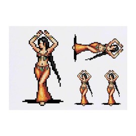 4 x 'Belly Dancer Pixel Art ' Temporary Tattoos - Water Resistant, Skin-Safe, Non-Toxic Transfers, Mixed Sizes (TO00068978)