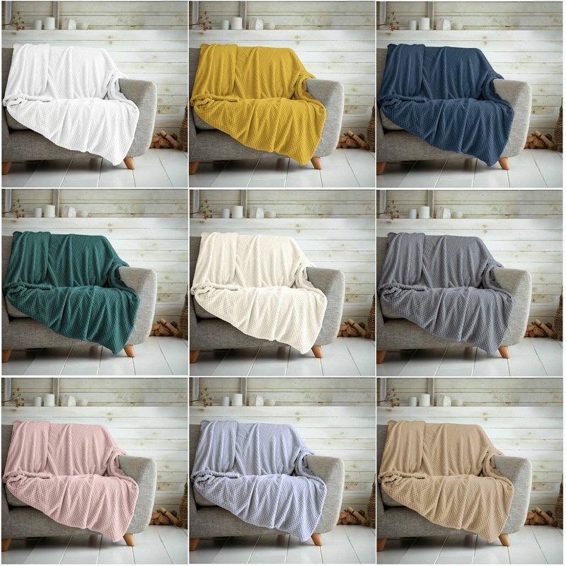 Kinfolk Textile Waffle Throw Honeycomb Blanket Soft Warm Cuddly Sofa