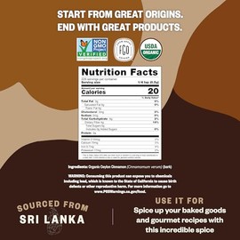 FGO Canela de Ceilán orgánica en polvo, 100 % cruda de Sri Lanka, 16 oz, el empaque puede variar (paquete de 1) 1 libra (paquete de 1)"