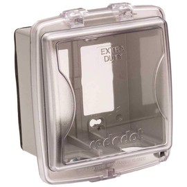 Thomas & Betts 2CKPM Red Dot Non-Metallic Extra Duty While-in-Use Weatherproof Cover, 2 Gang, 2-7/8" Depth, Medium, Clear