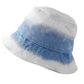 White Fang CZA134 Women's Bucket Hat, Vintage Denim, Wide Brim, Stylish, Casual Hat, blue (light), Free size
