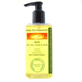 New Dawn Natural & Organic Peppermint Face, Hand & Body Wash - 83% Organic | Vegan - Range No.9 - Shower Gel/Liquid Soap - Sizes 25ml/100ml/250ml/1ltr (250 Milliliters)