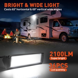 LED RV Exterior Porch Utility Light Waterproof 10-30V DC Low Current 9" Lighting Fixture 54W 2000LM Aluminum Base led Scene Lighting for RV, Trailer, Camper(6000K Nature White)