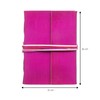 Handmade 3-String Cerise Pink Leather Journal | Plain Recycled Paper
