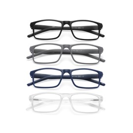 MODFANS Reading Glasses Men Readers 4 Pack,Blue Light Blocking Reading Glasses Anti Glare/Eye Strain Filter UV,Rectangular Unisex Lightweight Frame Comfortable Spring Hinge Eyeglasses 1.0