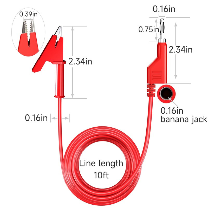 Cleqee Pack of 5 Test Leads 4 mm Stackable Banana