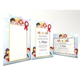 Children's Certificate Paper, 50 Sheets, Modern, for Certificates, DIN A4 190 g/m², High Quality, Letter Paper, Cardboard Paper, Certificate Paper, Blank Certificate, Recognition Paper