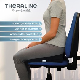 Theraline Sitzkeilkissen orthopädisch für Bürostuhl aus hochwertigem Schaumstoff, ergonomischer Sitzkeil für Auto, Keilkissen Stuhl mit abnehmbarem Bezug, Mala, 100% Baumwolle, waschbar bei 60°C