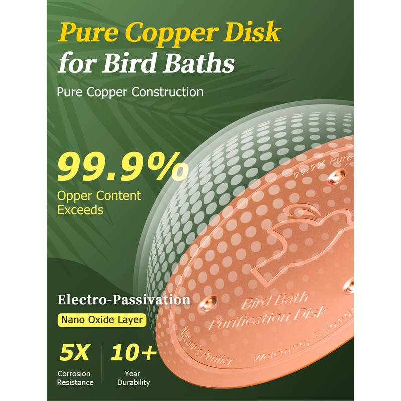 Mellbree 3-Pack Bird Bath Copper Disk, 0.6mm Reinforced 99.99% Pure