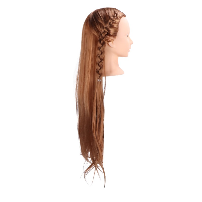 Long Hair Mannequin Head Light Brown Hairdresser Practice Training Head