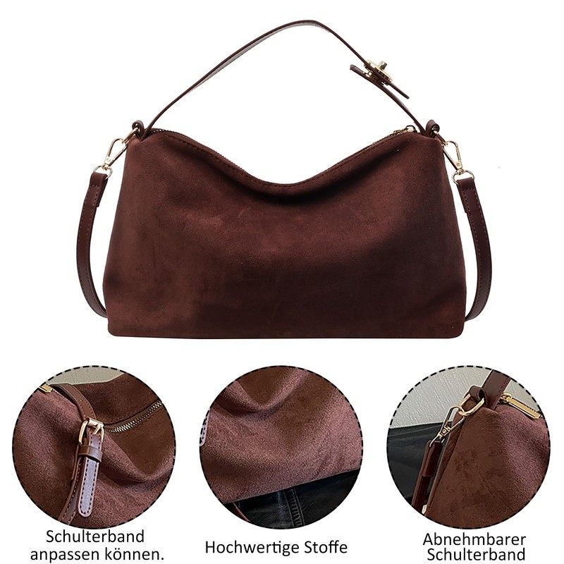 Macayda Women's Medium Shoulder Bag, Suede Crossbody Bag with Removable