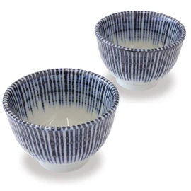 Mino Ware Yunomi Juego de tazas de té, Sendsn-Tokusa, diseño tradicional japonés, taza de té verde, 3.7 pulgadas 4.7 onzas, juego de 2