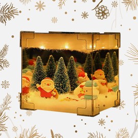 Christmas Decor - Warm Christmas Lights Lamp with Flickering Night Light - Vintage Christmas Decorations for Indoor Christmas Decor and Christmas Room Decor - Building Blocks