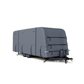 DEXSO Heavy-Duty RV Travel Trailer Cover Fits 21'-24' Motorhome, Reinforced 6-Layer Windproof, Waterproof, and Anti-UV Camper Cover with 4 Tire Covers, 2 Straps, and Adhesive Repair Patches