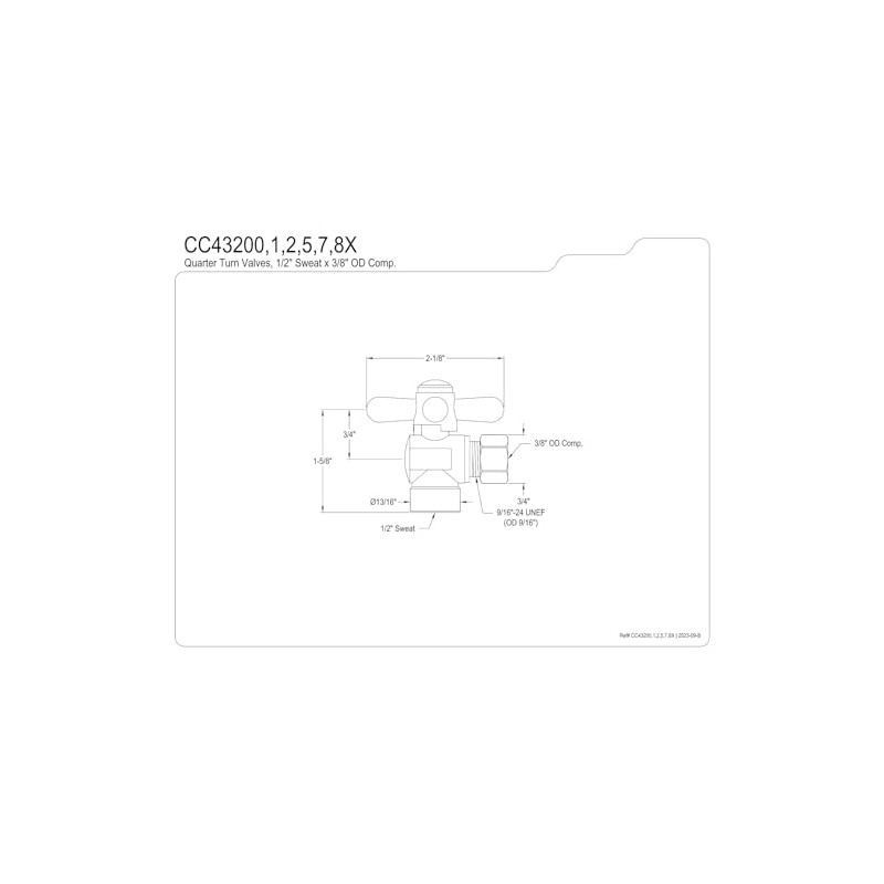 Kingston Brass CC43205X 1/2" Sweat x 3/8" OD Comp Angle