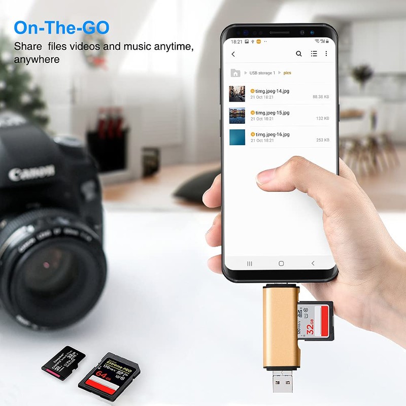 Memory Card Reader, USB, Type-C, Micro 3-in-1, MicroSD/USB Multi-Card Reader,