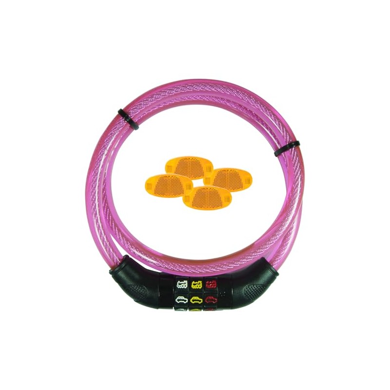 Symbol Cable Lock Pink + 4 Spoke Reflectors