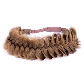 Gledola Messy Synthetic Hair Braided Headband Classic Chunky Wide Braided Headband (Medium Brown)