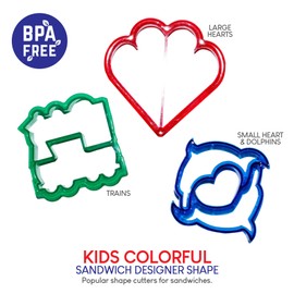 Colorful Sandwich Cutter Shapes Multi Colors Cute Designs Sandwich Cutters For Kids That Your Kids Will Love , Set of 7 By Exultimate