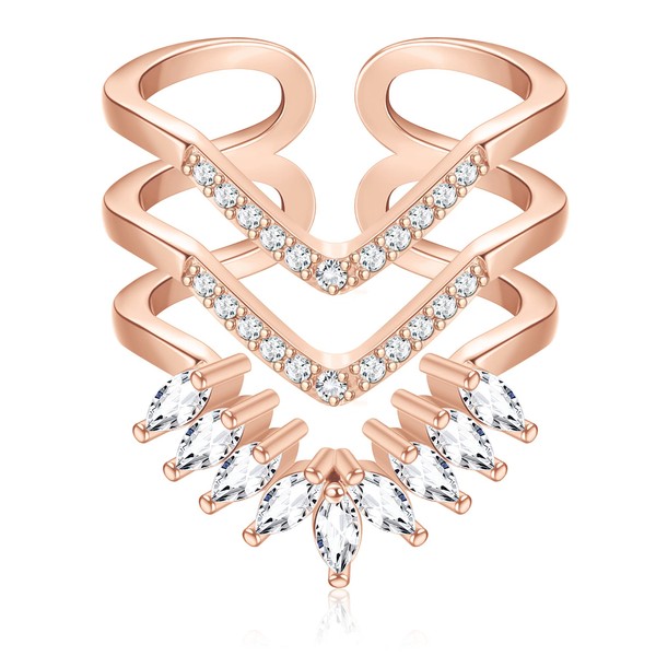 HAIAISO Gold Rings for Women 14k Gold Plated V Shaped
