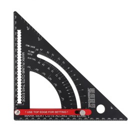 Smgda Triangular Ruler, For Woodworking, Aluminum Alloy Triangle, Woodworking Triangle, 7.5 x 7.5 inches (19 x 19 cm), Measuring Tool, Adjustable Movable Triangle, Tool, Protractor, Clear Scale,