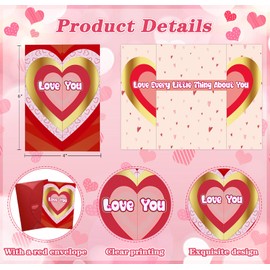 D4DREAM Love You Valentines Day Card for Him Her Husband Wife Romantic Valentines Day Gifts for Boyfriend Girlfriend Anniversary Birthday Love Greeting Card Gifts with Envelope for Wife Husband Couple