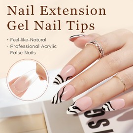 Modelones Nail Tips, 500Pcs Medium Almond Acrylic Fake Nails Press on Nails Short - shaped Half Matte Full Cover False Nails No Filed Stronger Adhesion Nail Tips for Gel Nails for Nail Extension Nail Art DIY Salon, 10 Sizes