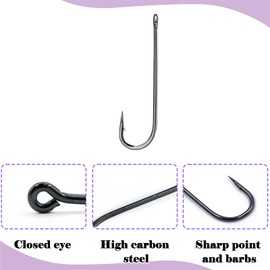 Natufish Aberdeen Fishing Hooks Set,300Pcs Crappie Panfish Hook Inline/Long Shank/Light Wire/Closed Eye for Sunfish Bass Freshwater