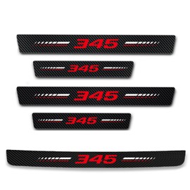 5Pcs Door Sill Plate Protectors Compatible with Dodge Challenger Durango SRT 345 Car Accessories, Carbon Fiber Leather Door Sill Stickers for Dodge 345 Auto Accessories
