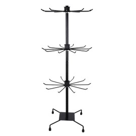 Zerodeko 1PC 3- Tier Hat Display Rack Stand, Metal Retail Display Stand Hat Cap Organizer Standing Hat Hooks Rotating Display Rack Stand