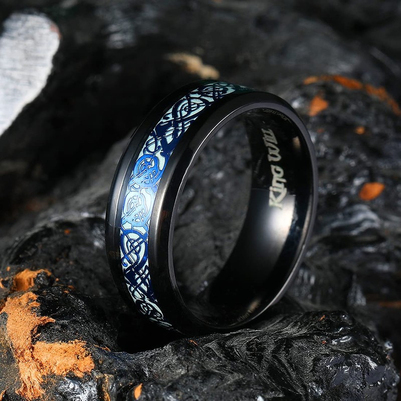 King Will Aurora Anillo de matrimonio, de titanio negro brillante,