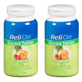 Relion Glucose Tablets - Tropical Flavor - 50 Counts (2 Pack)