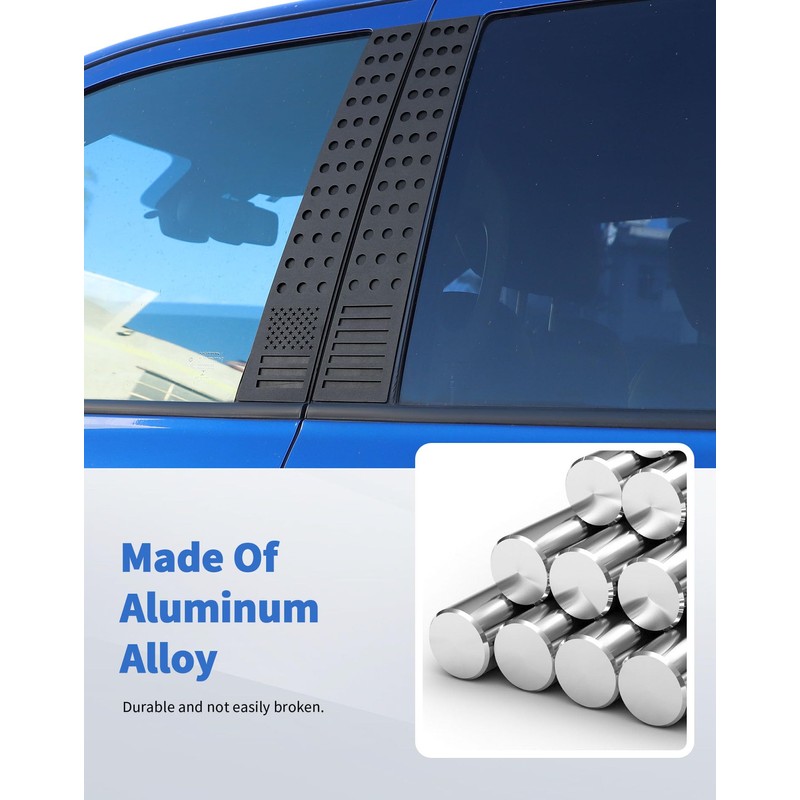 4pcs Aluminum Alloy American Flag Pillar Post Panel Trim for