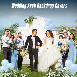 Wedding Arch Covers Stretchy Backdrop(6ft/6.6/7.2ft) Set of 3 Double Color Spandex Fitted Arch Covers Round Top Chiara Arch Backdrop Stands Cover for Birthday Party & Banquet Showers(White+Ivory)