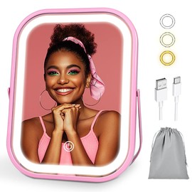 YEKKOPT Espejo de cambiador iluminado, espejo de maquillaje de viaje recargable con luces, espejo de computadora de 8 x 6 pulgadas con luces, espejo de maquillaje con iluminación para computadora de