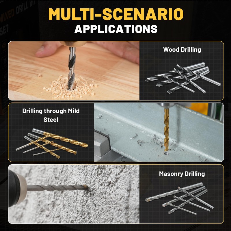 TOLESA 35pcs Drill Bit Set, Titanium Coated, HSS Twist Driver