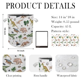 Briblaze Dinosaur Laundry Basket, Kids Laundry Basket, Baby Boy Laundry Basket, Dinosaur Dino Laundry Basket Hamper Waterproof Collapsible Storage Bin Organizer for Boys Girls Room Clothes Toys