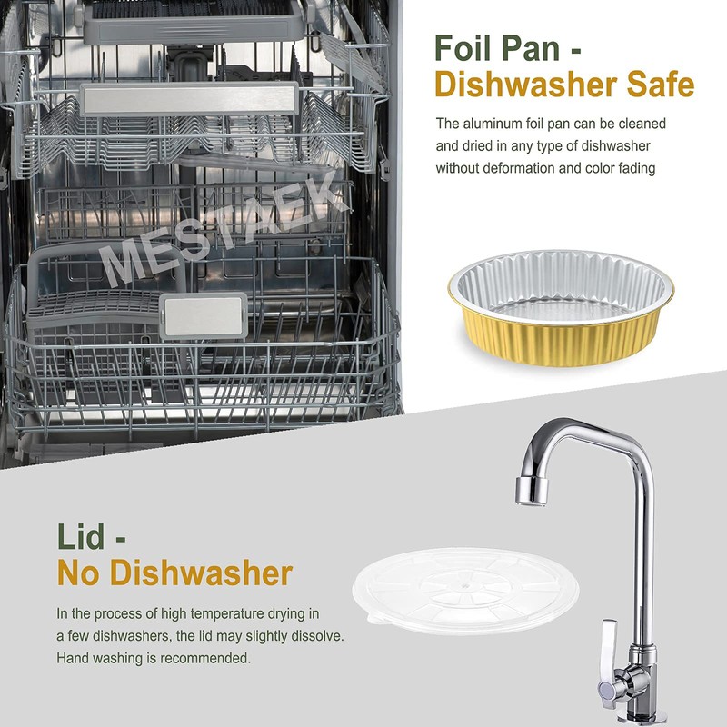 MESTAEK 10" Aluminum Foil Pans with Lids (5 Pack), Heavy