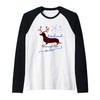 Daschund Through the Snow Funny Christmas Pun T-Shirt Raglan, black
