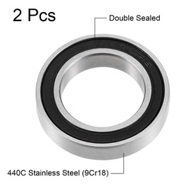 sourcing map S6802-2RS Deep Groove Ball Bearings 15mm x 24mm x 5mm Double Sealed 440C Stainless Steel 2pcs