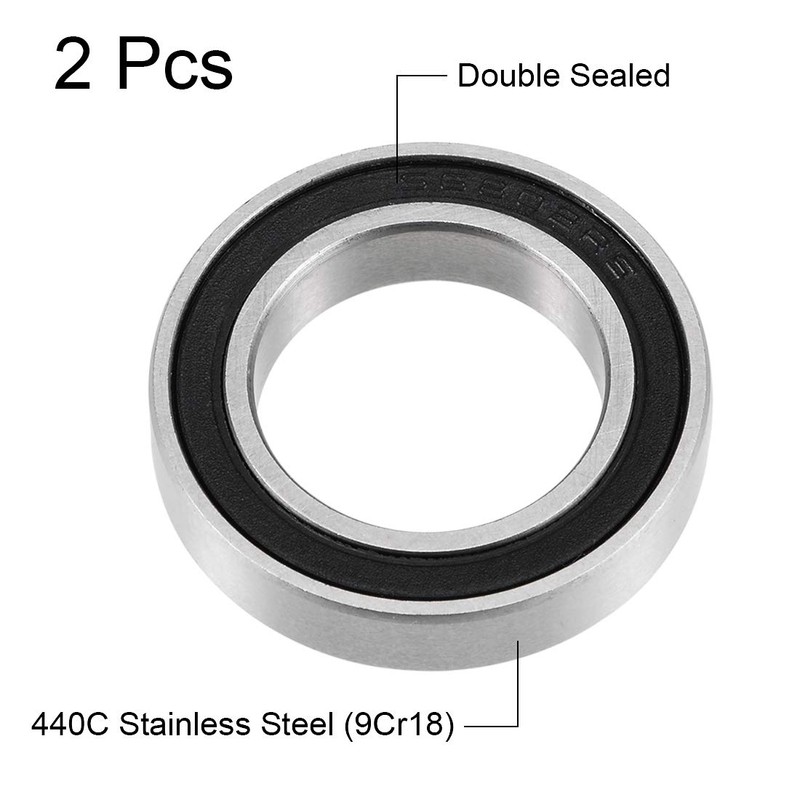sourcing map S6802-2RS Deep Groove Ball Bearings 15mm x 24mm